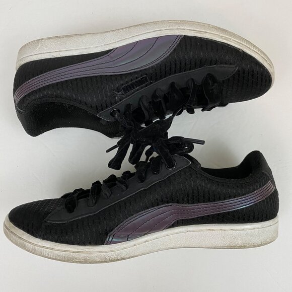 Puma Vikki Swan Black Low Top Sneakers Iridescent Accents Shoes Womens 8 - Picture 4 of 9